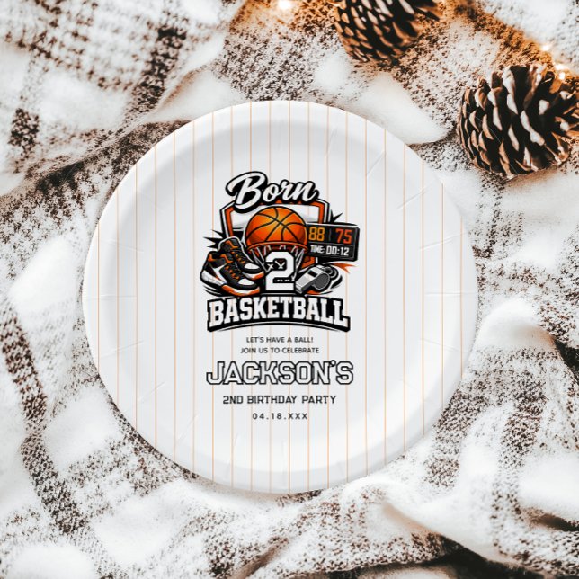 Prato De Papel Born 2 Basketball | Sports Themed 2nd Birthday (Born 2 Basketball | Sports Themed 2nd Birthday Paper Plates
)