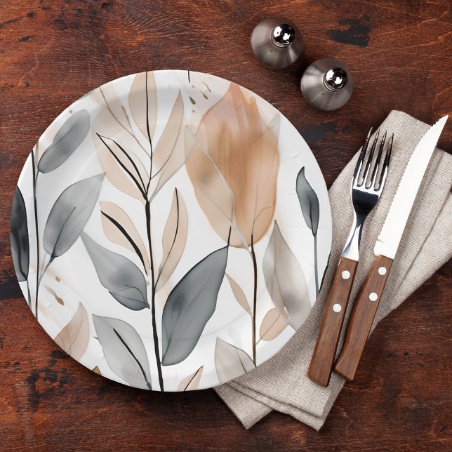 Prato De Papel Botânica da Natureza (These pretty paper plates are perfect for everyday use or your next gathering.)