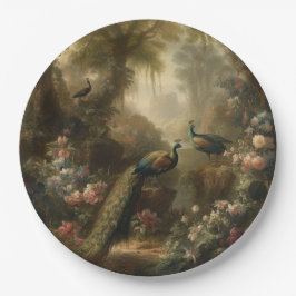 Prato De Papel Botânica: três pavões no jardim inglês