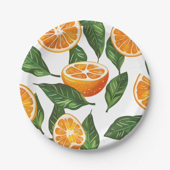 Prato De Papel Botanical Fruit Orange Citrus Seamless (Frente)