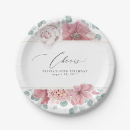 Prato de papel botânico elegante rosa poeirento fl