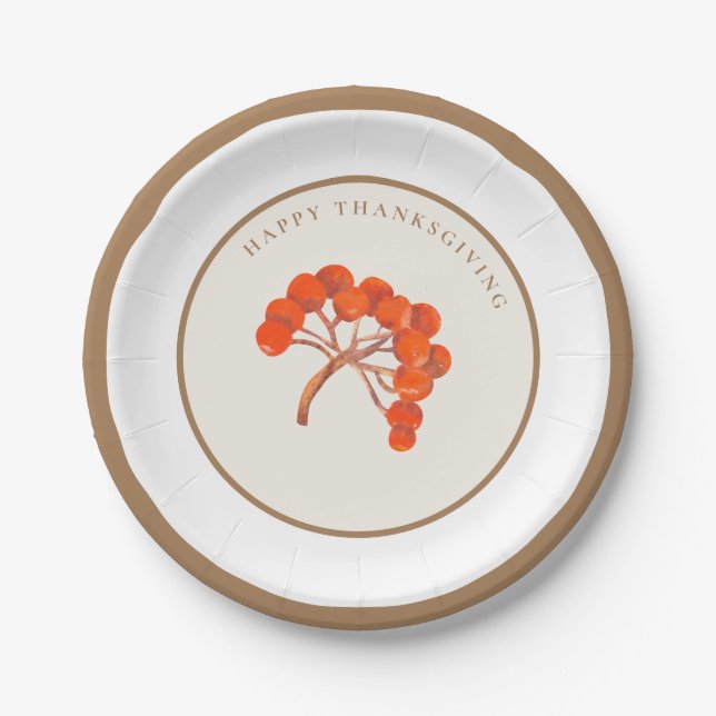 Prato De Papel Botânico Red Rowan Berry - Ação de Graças (Frente)