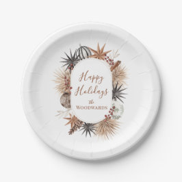Prato De Papel Botânicos de Natal Boho Personalizados