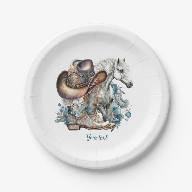 Prato De Papel Botas de cowboy de cowboy de cowboy de cowboy que  (Frente)