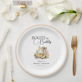 Prato De Papel Botas e Espumante Festa de Noivado Western