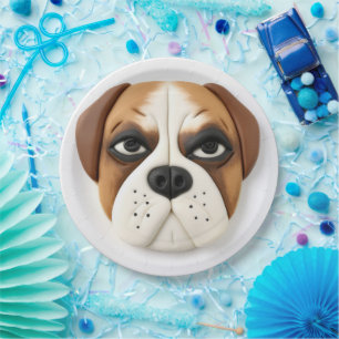 Prato De Papel Boxer Dog 3D Inspirado