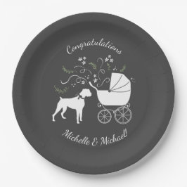 Prato De Papel Boxer Dog Chá de fraldas