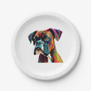 Prato De Papel Boxer Dog Colorido