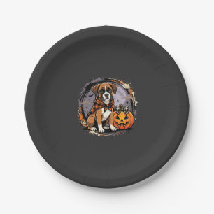Prato De Papel Boxer Dog Halloween Abóbora Sublimação