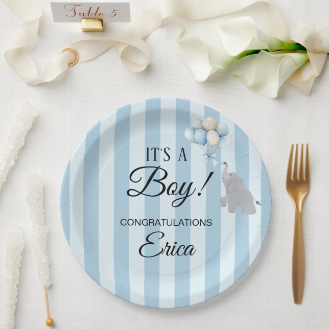 Prato De Papel Boy Baby Shower (Casamento)