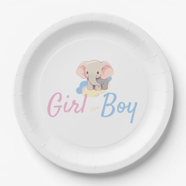 Prato De Papel  Boy or Girl Gender Reveal (Frente)