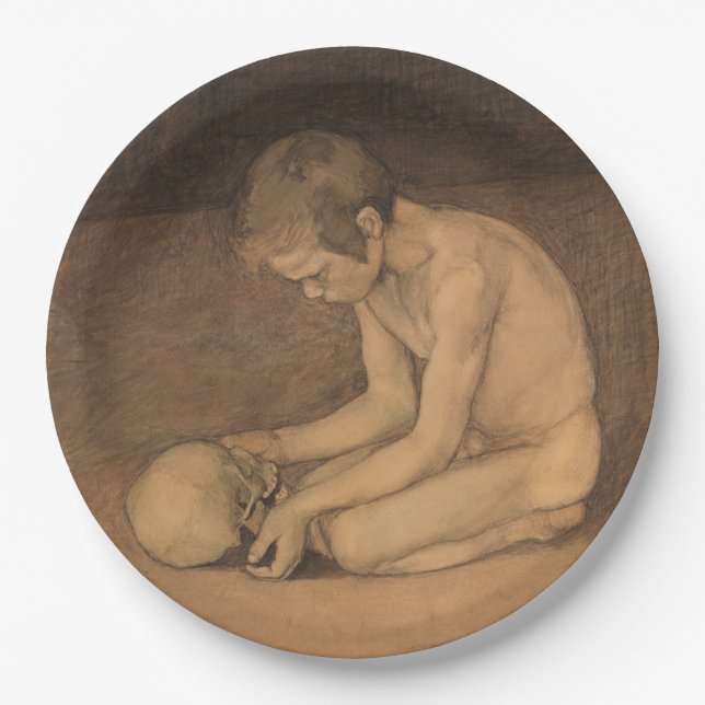 Prato De Papel Boy with Skull (por Magnus Enckell) (Frente)