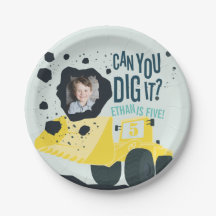 Boys Birthday Construction Truck Blue Yellow