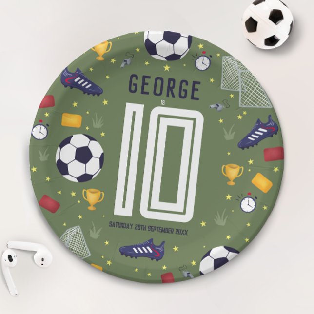Prato De Papel Boys Modern Sports Soccer Kids Birthday (Criador carregado)
