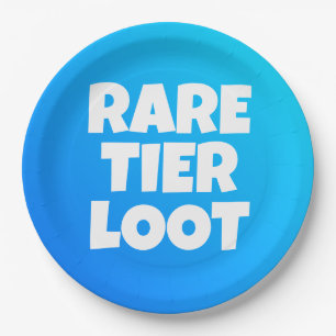 Prato De Papel Boys Rare Tier Loot Blue Gamer Slogan