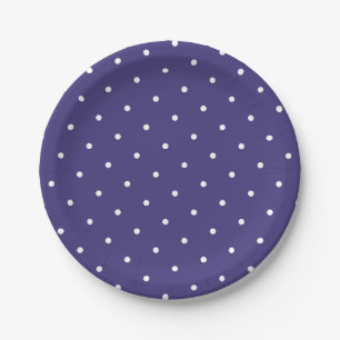 Prato De Papel Branco Chic Bolinhas Roxo Violeta