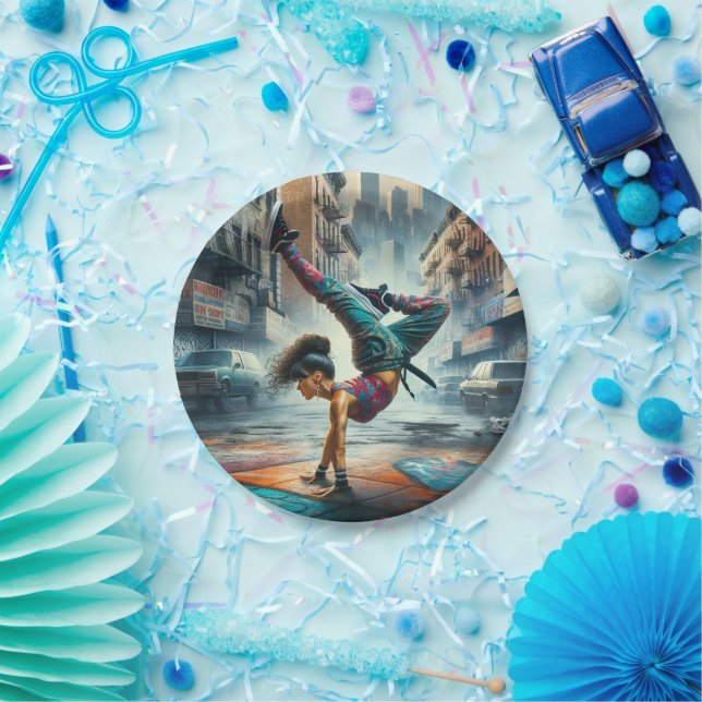 Prato De Papel Breakdancer Women in action Silhout Nova Iorque (Festa)