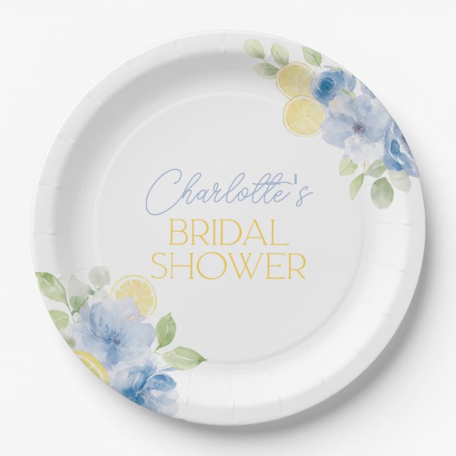 Prato De Papel Bridal Shower Napkins Main Squeeze Blue Flowers (Frente)