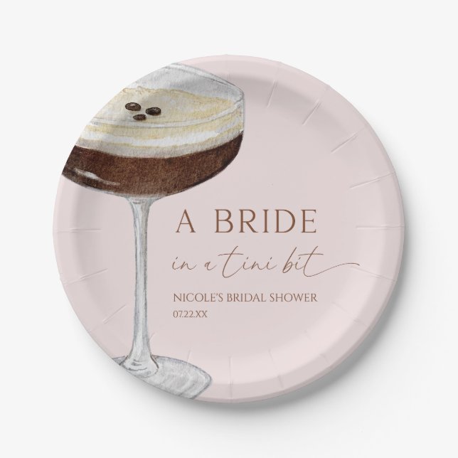 Prato De Papel Bride In A Tini Bit Expresso Martini Bridal Shower (Frente)