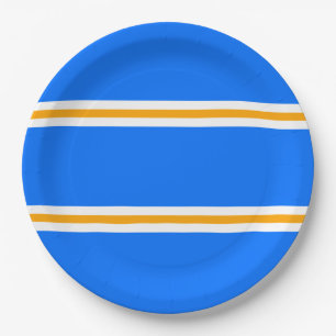 Prato De Papel Bright Blue Yellow White Summer Racing Strips