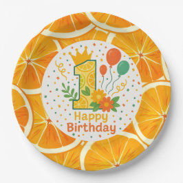 Prato De Papel Bright Citrus First Birthday Paper Plates