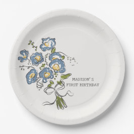 Prato De Papel Bright Floral Birthday do Partido do Jardim Britân