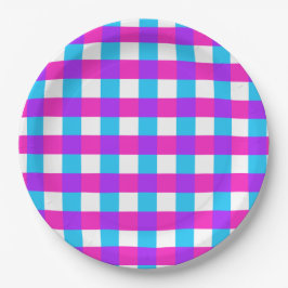 Prato De Papel Bright Gingham Party Plates - estilos 3