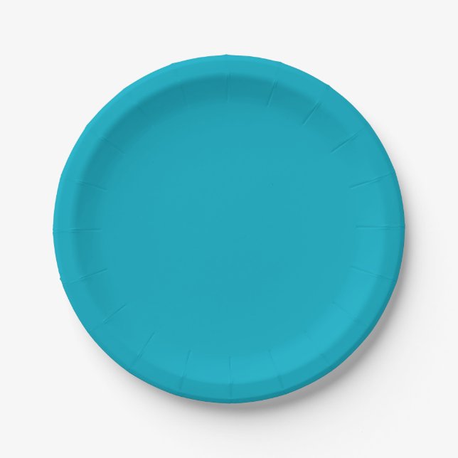Prato De Papel Bright Rich Sky Blue Paper & Party Plates (Frente)