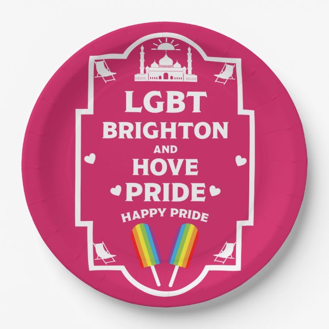 Prato De Papel Brighton Orgulho gay (Frente)