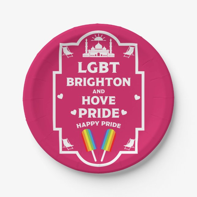 Prato De Papel Brighton Orgulho gay (Frente)