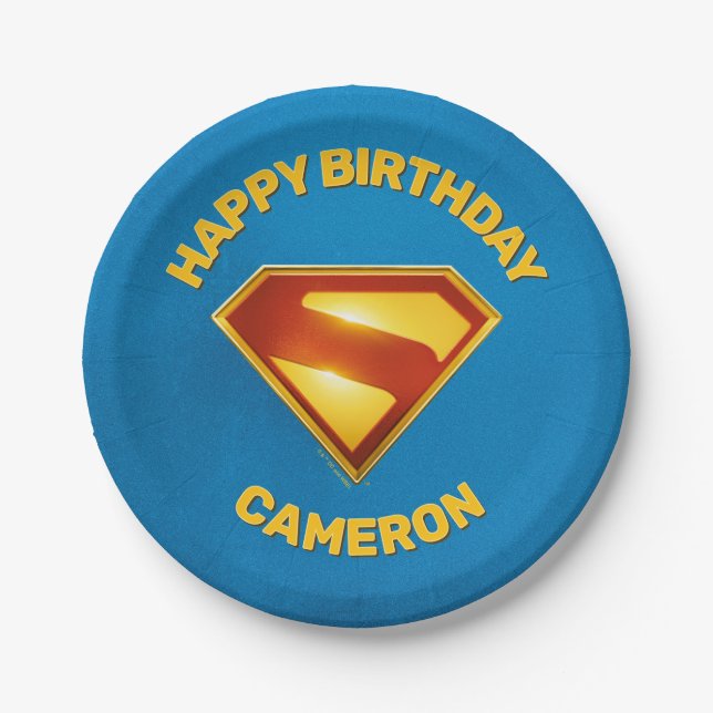 Prato De Papel Brilhante da blindagem S do Ouro Superman (Frente)