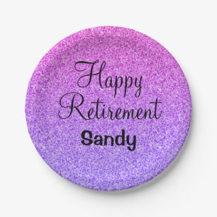 Prato De Papel Brilhante Feliz Retirada Ombre Roxo Glitter Sparkl