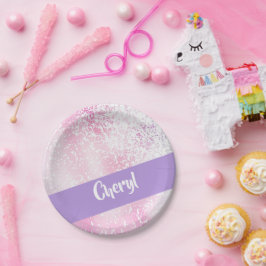 Prato De Papel Brilhante púrpura, rosa e branca