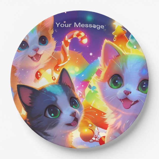 Prato De Papel Brilho de Natal Encantado (Frente)