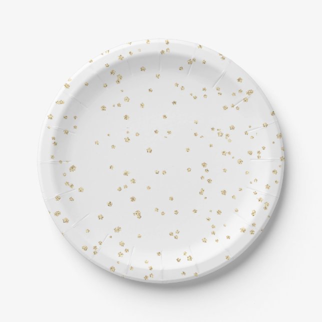 Prato De Papel Brilho Dourado de Casamento (Frente)
