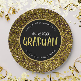 Prato De Papel Brilho Dourado Falso Graduada Formatura