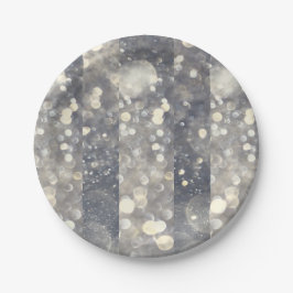 Prato De Papel Brilho Prateado Glitter Glamour Glam Moderno Na Mo