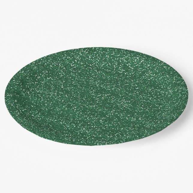 Prato De Papel Brilho Verde & Glitter Prateado (Inclinado)