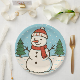 Prato De Papel Brincadeira de Neve Fora de Natal