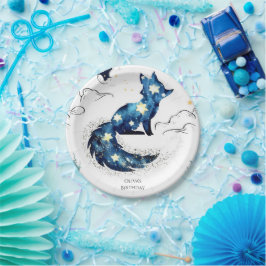 Prato De Papel Brincadeira de Watercolor Fox Birthday
