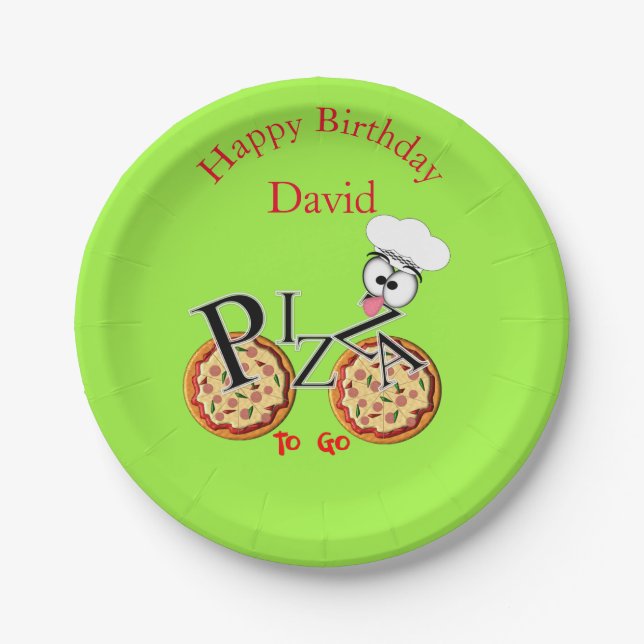 Prato De Papel Brincadeira Pizza Novelty Para Ir (Frente)