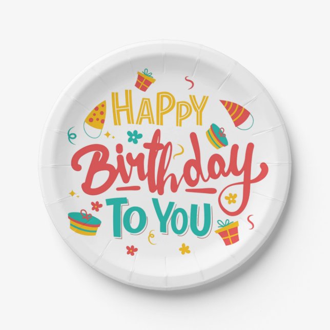 Prato De Papel Brincadeiras de Papel de Aniversário (Frente)