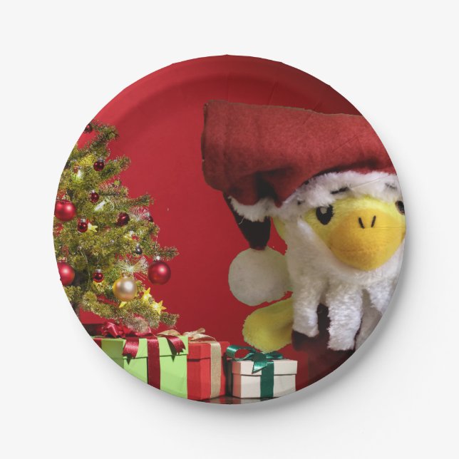 Prato De Papel Brincadeiras de Papel de Natal (Frente)