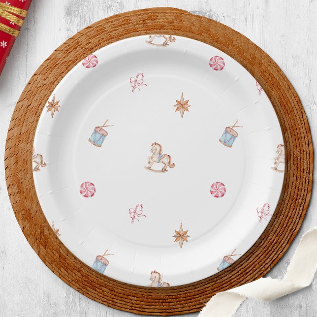 Prato De Papel Brinquedos e Doces de Natal com Aquarela (Criador carregado)
