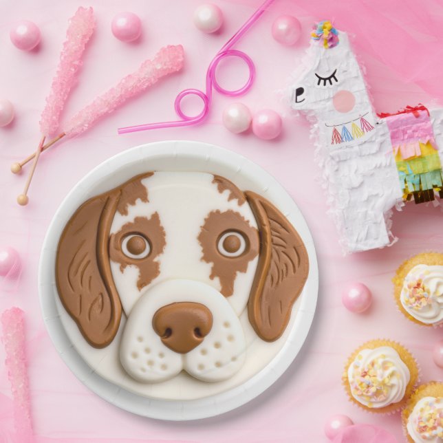 Prato De Papel Brittany Spaniel Dog 3D inspirado (Festa)