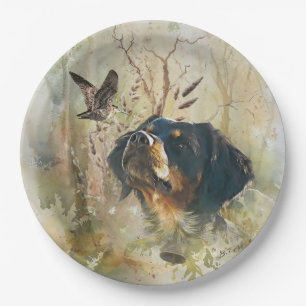 Prato De Papel Brittany Spaniel e pinto