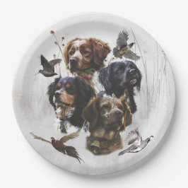 Prato De Papel Brittany Spaniels , Estação de Caça de Pássaros