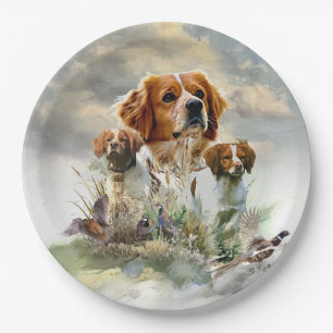 Prato De Papel Brittany Spaniels, French Brittany, Bird dog