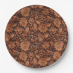 Prato De Papel Brown Boho Floral