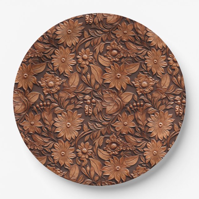 Prato De Papel Brown Boho Floral (Frente)